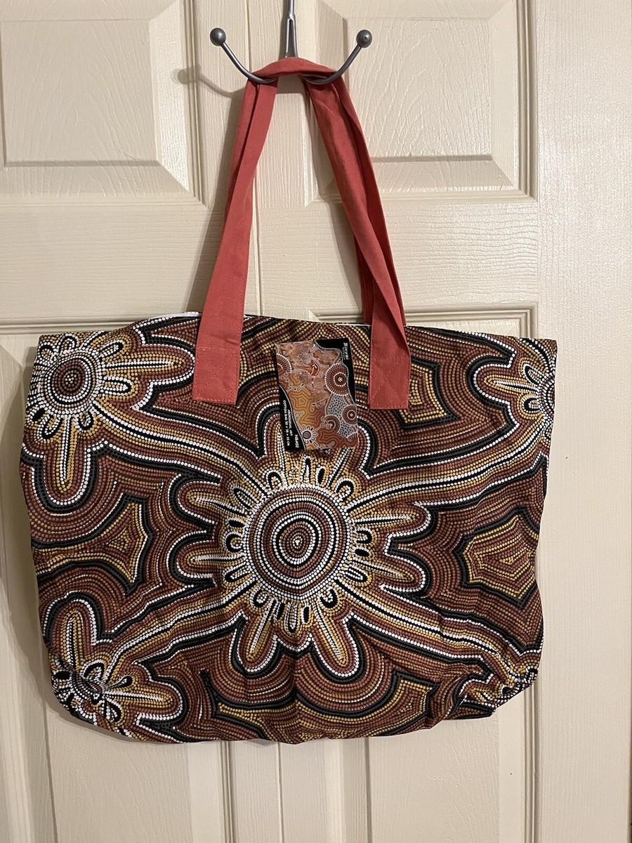 BIRUBI Australia Aboriginal Art purse /tote artwork by Tricia