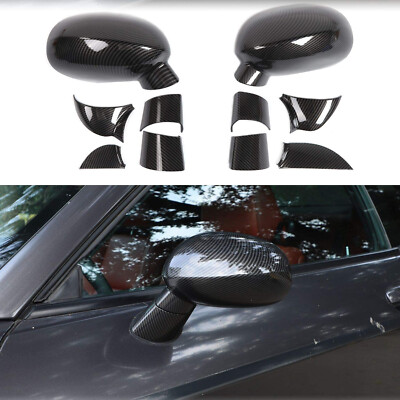 Side Rearview Mirrors Shell Trim Cover for Dodge Challenger 2009-23 Carbon Fiber