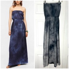 UO Urban Outfitters Urban Renewal Grey Blue Tie Dye Maxi Linen Dress Size Medium