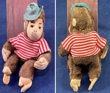 1950s German Mohair Straw Stuffed Jointed Jocko Organ Grinder Dressed Monkey VTG