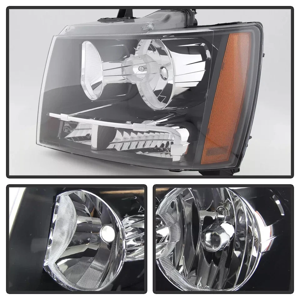 Faros luces faros negros para Chevy Tahoe Suburban Avalanche 2007-2014 Foto 3 de 4