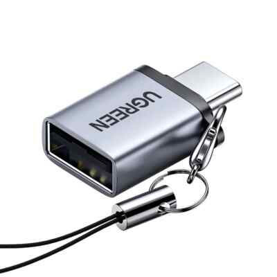 Ugreen US270 USB-C (Stecker) / USB-A 3.0 (Buchse) Adapter mit Trageband Grau OTG