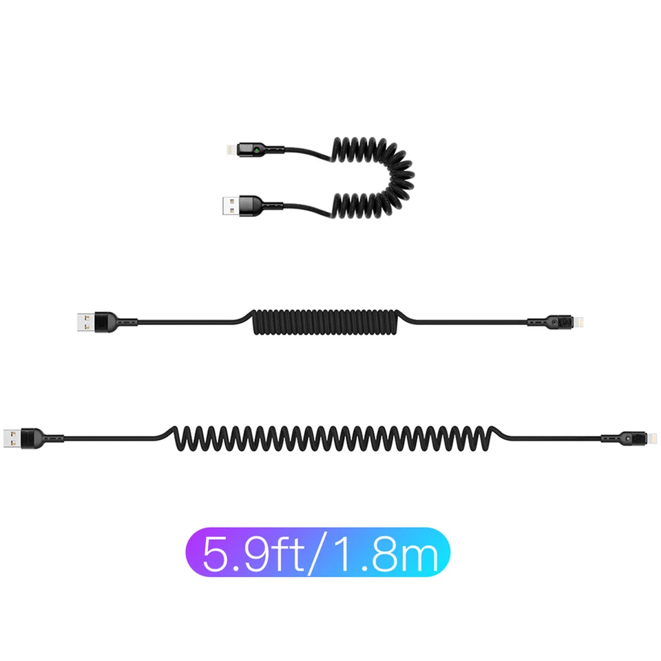 线圈 LED 快速充电数据线充电器 适用于 iPhone 14 13 12 11 Pro XS Max SE — 第 2/4 张图片