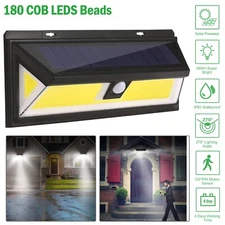 180 COB LEDs Solar PIR Motion Sensor Light Outdoor Garden Security Wall Lights