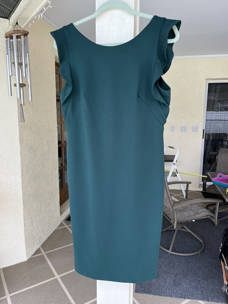 calvin klein forest green dress Sleeveless Sz 10 Christmas Career Wear Office Floor Length Gowns
