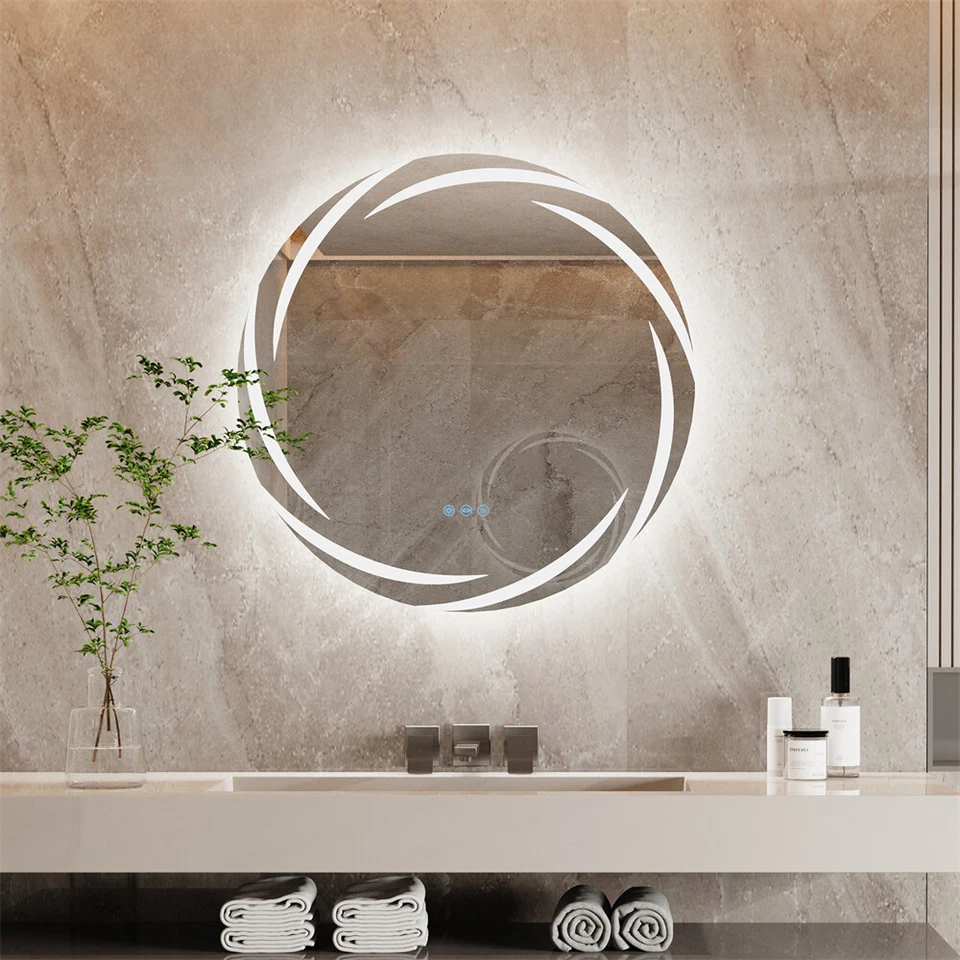 LED Badspiegel 60cm RUND Wandspiegel Antibeschlag mit Beleuchtung Touch Petaloid - Bild 2 von 4