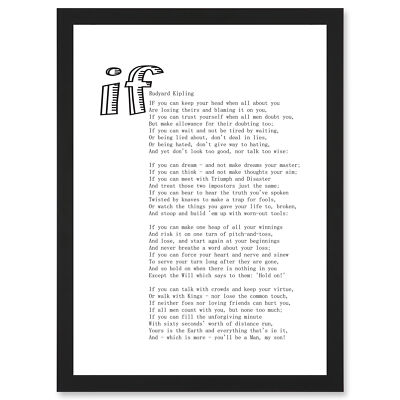 Zitat Rudyard Kipling Wenn Poesie Gedicht gerahmt A4 Wandbild Kunstdruck