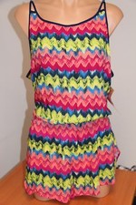 NWT Miken Swim Swimsuit Bikini Cover Up Romper Size XS Multi