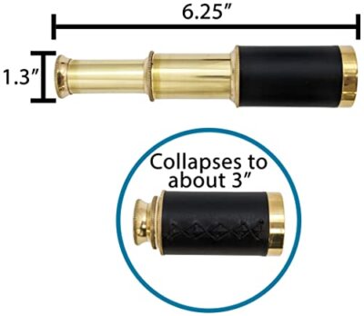 Engraved Telescope Spyglass in Wooden Box