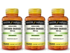 3 x 100 = 300 Caplets Cascara Sagrada 450mg Colon Cleanse Weight Loss by MASON