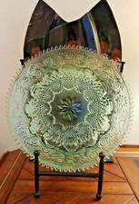 ELEGANT VINTAGE TIARA SANDWICH CHANTILLY GREEN DEVILED EGGS SERVING PLATTER