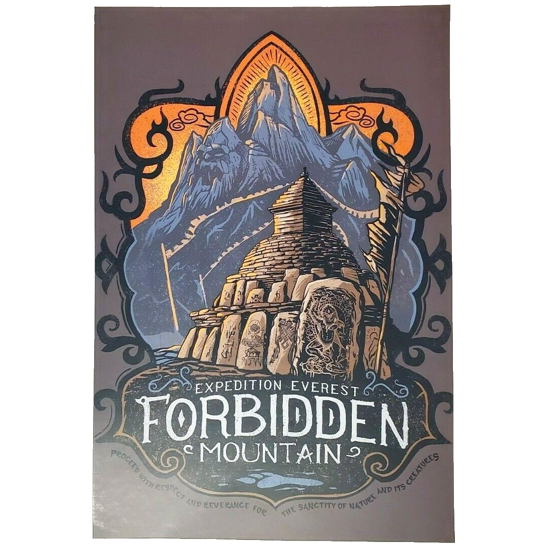 Expedition Everest Attraction Poster Authentic Disney 12x18 Animal