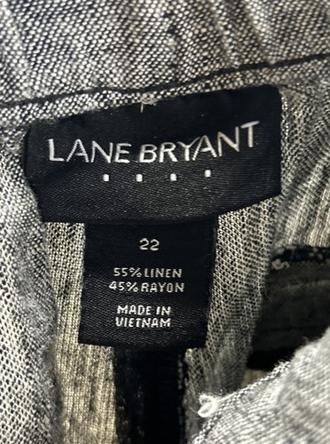 Pantalones cortos de lino gris/negro Lane Bryant talla 22 - Imagen 4 de 5