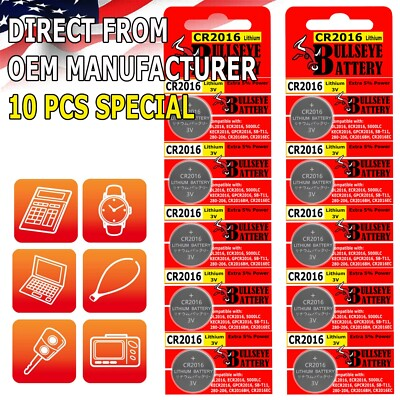 #ad #ad 10x BULL#x27;S EYE CR 2016 CR2016 ECR2016 LITHIUM COIN CELL Button Battery Exp 2033 $4.95