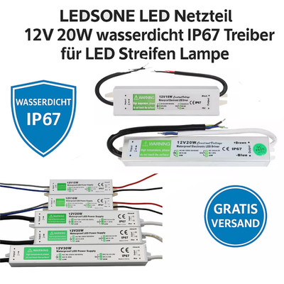 DC 12V LED Trafo Netzteil wasserdicht IP67 LED Lichttrei Streifen 10-200W DHL