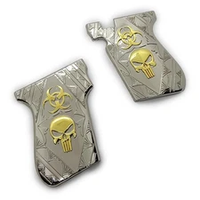 Metal Grips for Phoenix Arms HP22A HP22 HP25 HP25A Nickel Gold Design + 4 Screws