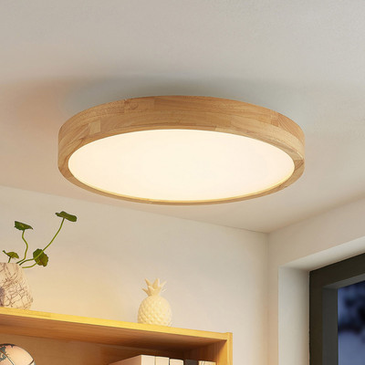 Lindby Lanira LED-Deckenlampe Deckenlampe Lampe Leuchte Eichenholz 50cm 29 W10