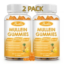 2Pack Mullein Leaf Extract Gummies for Lung Cleanse, Support Respiratory Immune