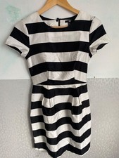 H&M size 8 dress striped cocktail party evening wedding guest outfit