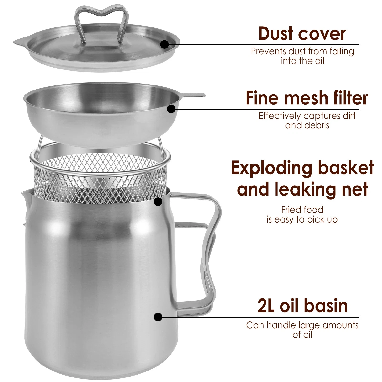 2/1.5L Oil Filter Fry Storage Can Pot with Fine Mesh Strainer Grease Container
Opens in a new window