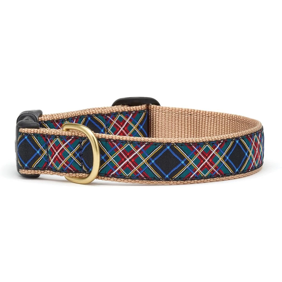Up Country Black Tartan Pattern Dog Collar or Leash (Dog Collar, 1 inch Width