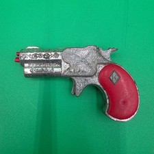 Vintage 3.5" Diecast Red Handled Derringer Toy Cap Gun Trigger/Hammer