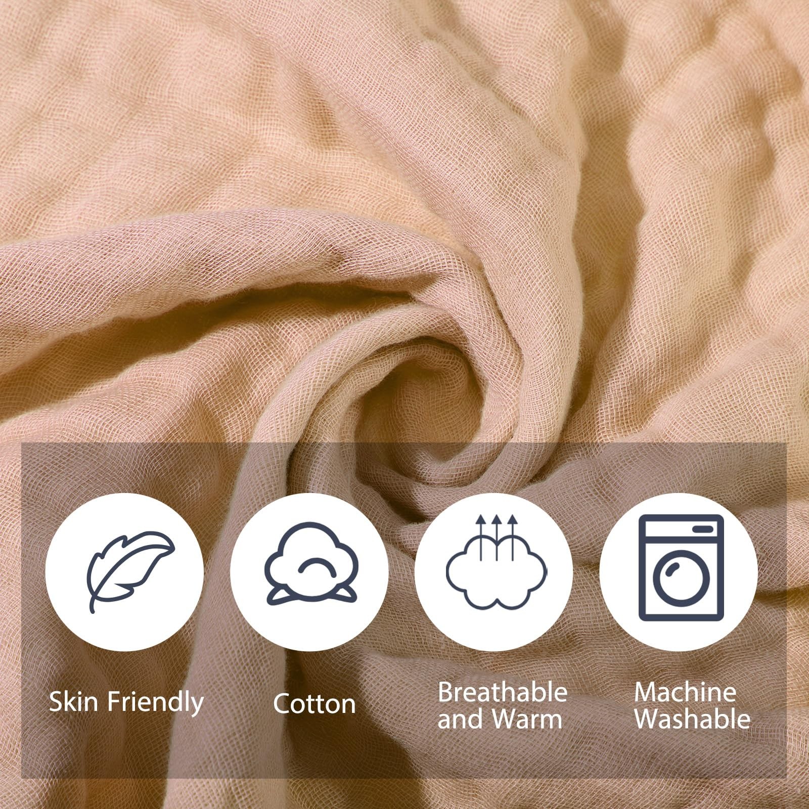 VitalCozy 6 Pcs Baby Muslin Hooded Bath Towels and Washcloths, 32 x 32 Inch