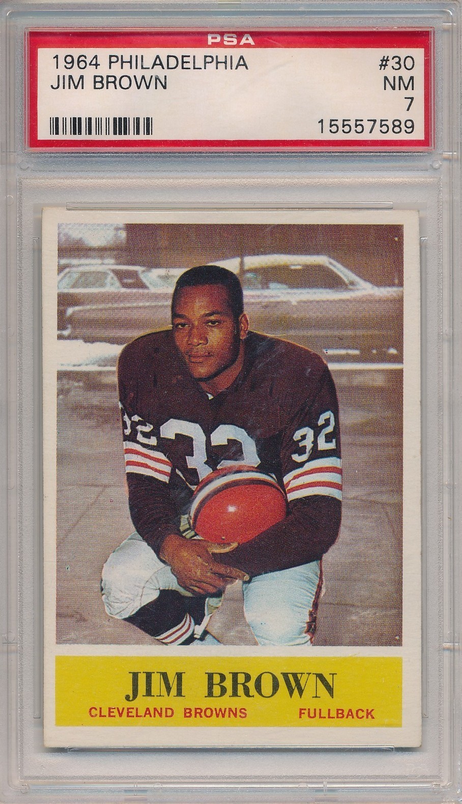 1964 PHILADELPHIA #30 JIM BROWN - PSA 7 NM (SVSC) CENTERED!