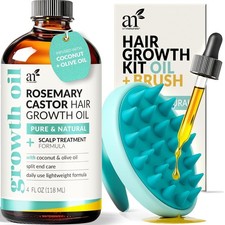 Organic Rosemary Castor Hair Oil  Massager Hair Growth Set Hair Growth Oil 4 Ou