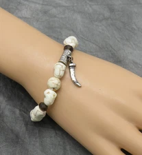 Silpada Sterling Silver Bracelet B3221 Fossil Flecks Howlite Smoky Quartz 241f