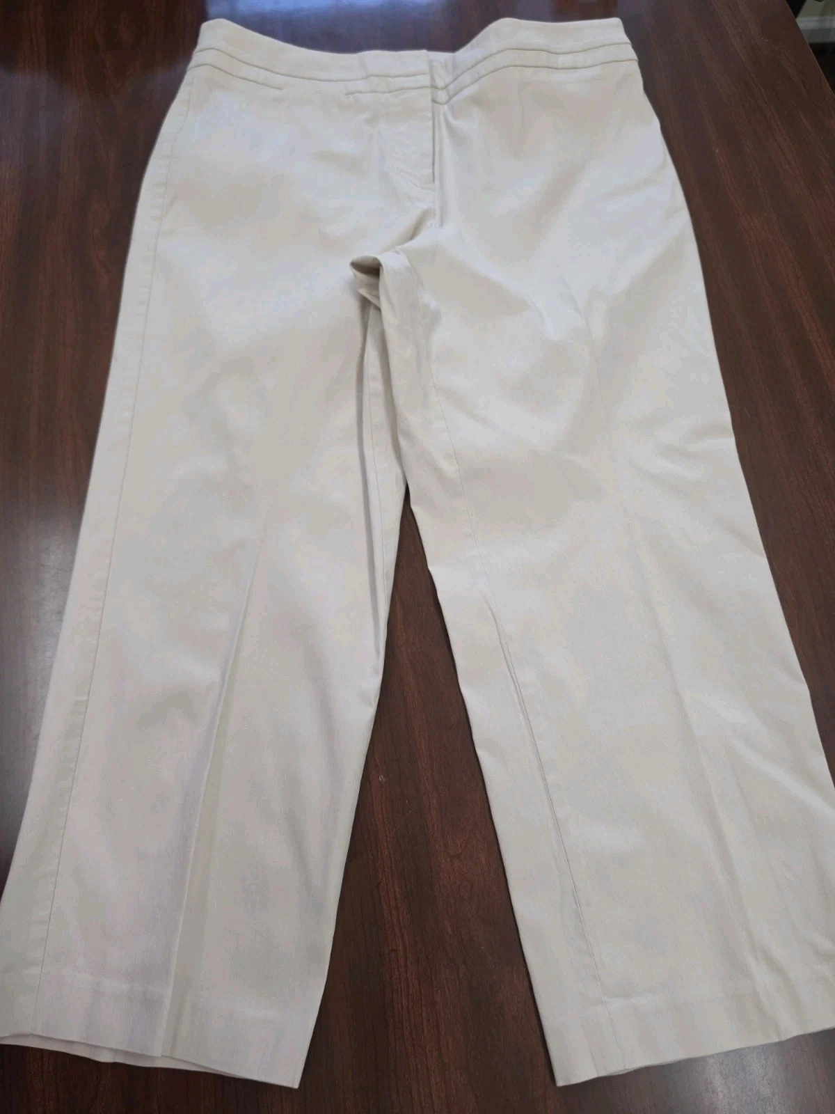 Lane Bryant Crop Pants Size 16 Beige Khaki Cream Stretch Capri Wide Leg Career