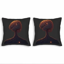 Set of 2 Throw Pillow Covers 18x18in - Nature-Inspired Brain Tree Design