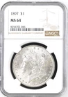 1897 MORGAN SILVER DOLLAR NGC MS64 WOW GREAT LUSTER TAKE A L@@K !!
