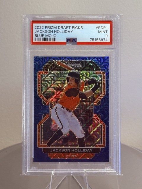 Panini Prizm Draft Picks 2022 Jackson Holliday PDP1 Blue Mojo Prizm RC PSA 9