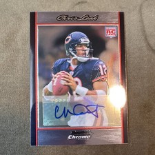 2007 TOPPS BOWMAN CHROME ROOKIE AUTOGRAPH CARD BC64 CHRIS LEAK, BEARS, FOOTBALL. rookie card picture