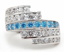 4CT Blue Topaz  White Topaz 925 Sterling Silver Ring Jewelry Sz 6 MK1-5