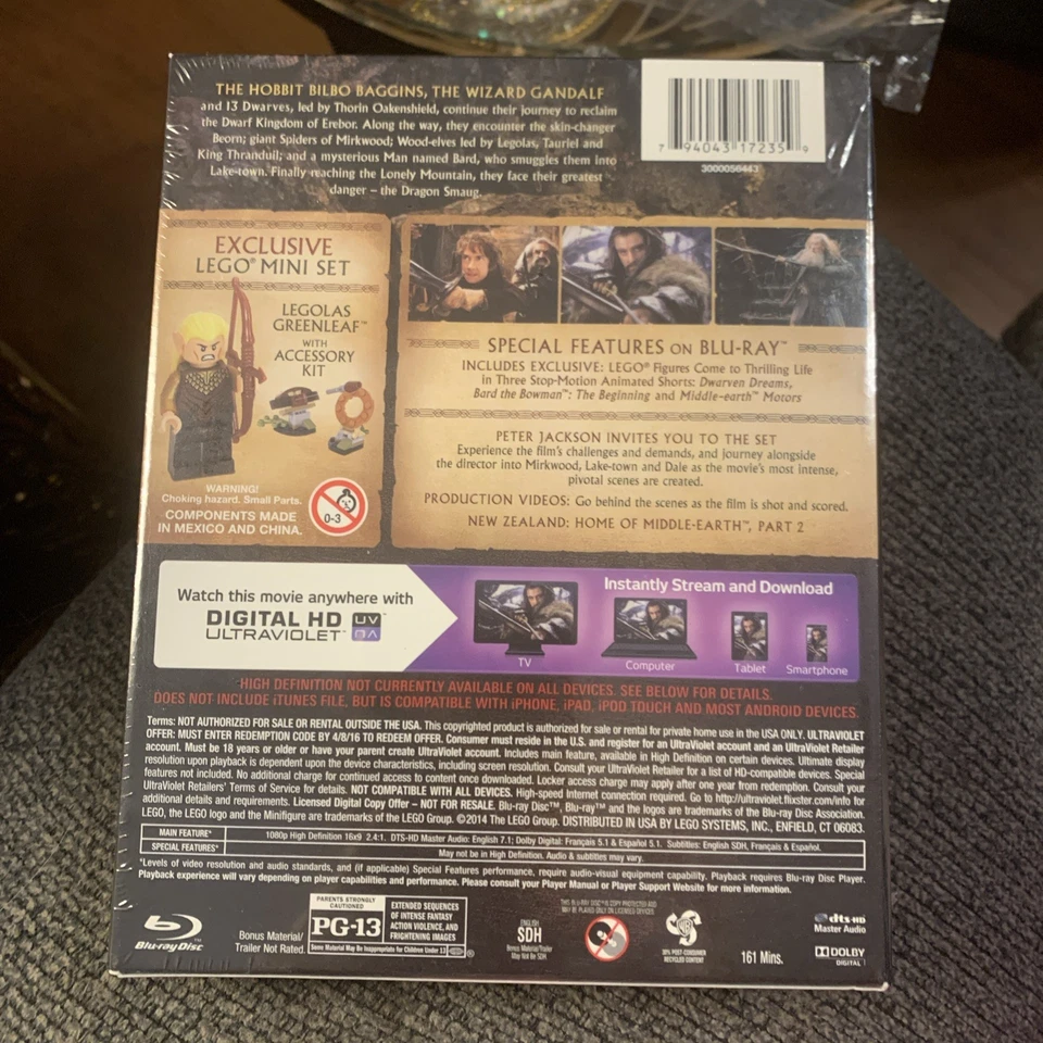 NEW RARE OOP HOBBIT THE DESOLATION OF SMAUG BLU RAY & DVD & LEGO MINIFIGURE 2013 - Image 2 of 2