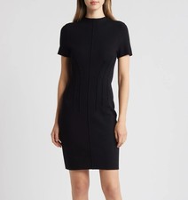 Eliza J Pintuck Fitted Sheath Black Dress, SzXL, New never used