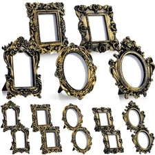 15 Pcs Mini Picture Vintage Frames Tiny Antique Photo Baroque Ornate Resin Oval