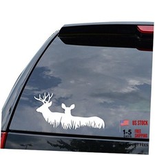 Diamondcutstickerz Deer Family Buck Hunting 07 In 18 Cm Wide Matte White