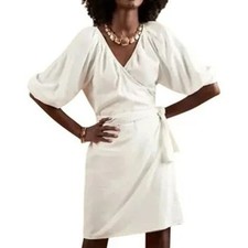 Banana Republic Womens Linen Wrap Dress Size L Resortwear Cottagecore Minimalist