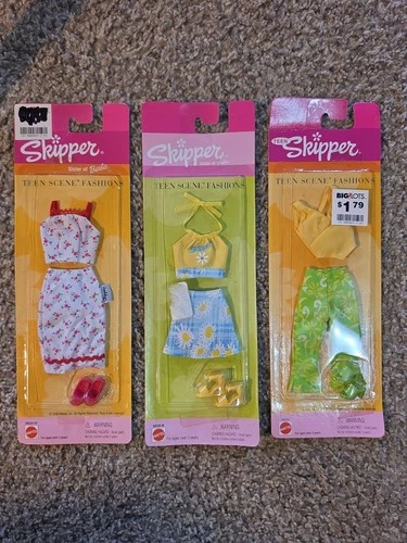 (3) Vintage 1999 - 2001 Barbie Skipper Teen Scene Fashions Outfits NEW #68028