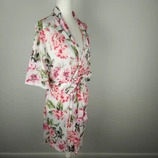 Show Me Your MuMu Garden Blooms Short Dressing Robe Multi Floral 3/4 Sleeve OS
