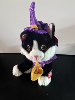 Cuddle Barn Trick  Treat Animated Halloween Talking Cat Plush Stuffed Animal 10 