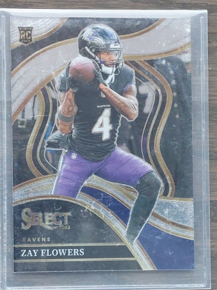 2023 Panini Select - Club Level Zay Flowers #201 Black & Red Prizm Die-Cut (RC)