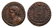 Constantinus II Caesar Æ follis 19mm, 3,7g, Antioch Camp Gate