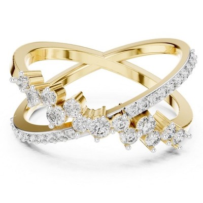 2 Ct Round Simulated Diamond Women Unique Criss Cross Ring 14k White Gold Plated