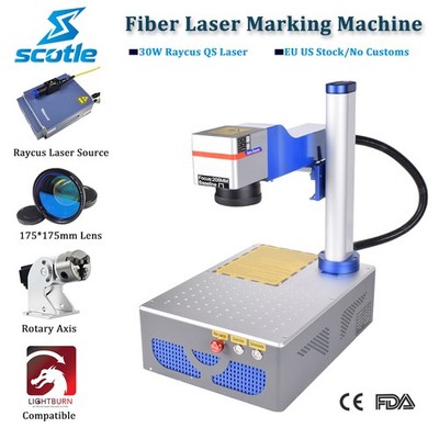 Raycus QS 30W Fiber Laser Marking Machine Laser Engraver & Rotary For Metal DIY