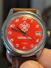 RARE! Vintage Timex Scouting USA Wristwatch w/Date - Red Dial/37mm