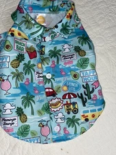 Simply Dog Hook & Loop Closure Beach Theme Shirt Flamingo Lounge